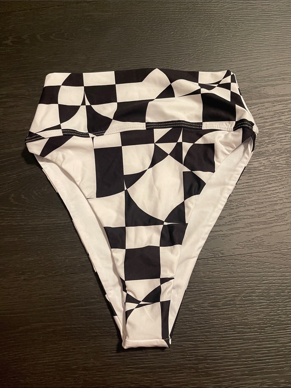 BEACH RIOT High-Waist Black & White Geometric Swim Bottom